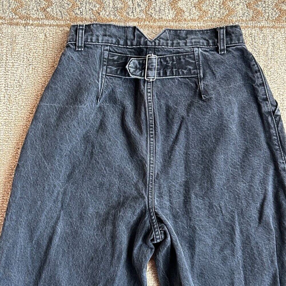 High Waist Pleated Jeans 26 Black Tapered 90s Trouser Style Women - Picture 5 of 7